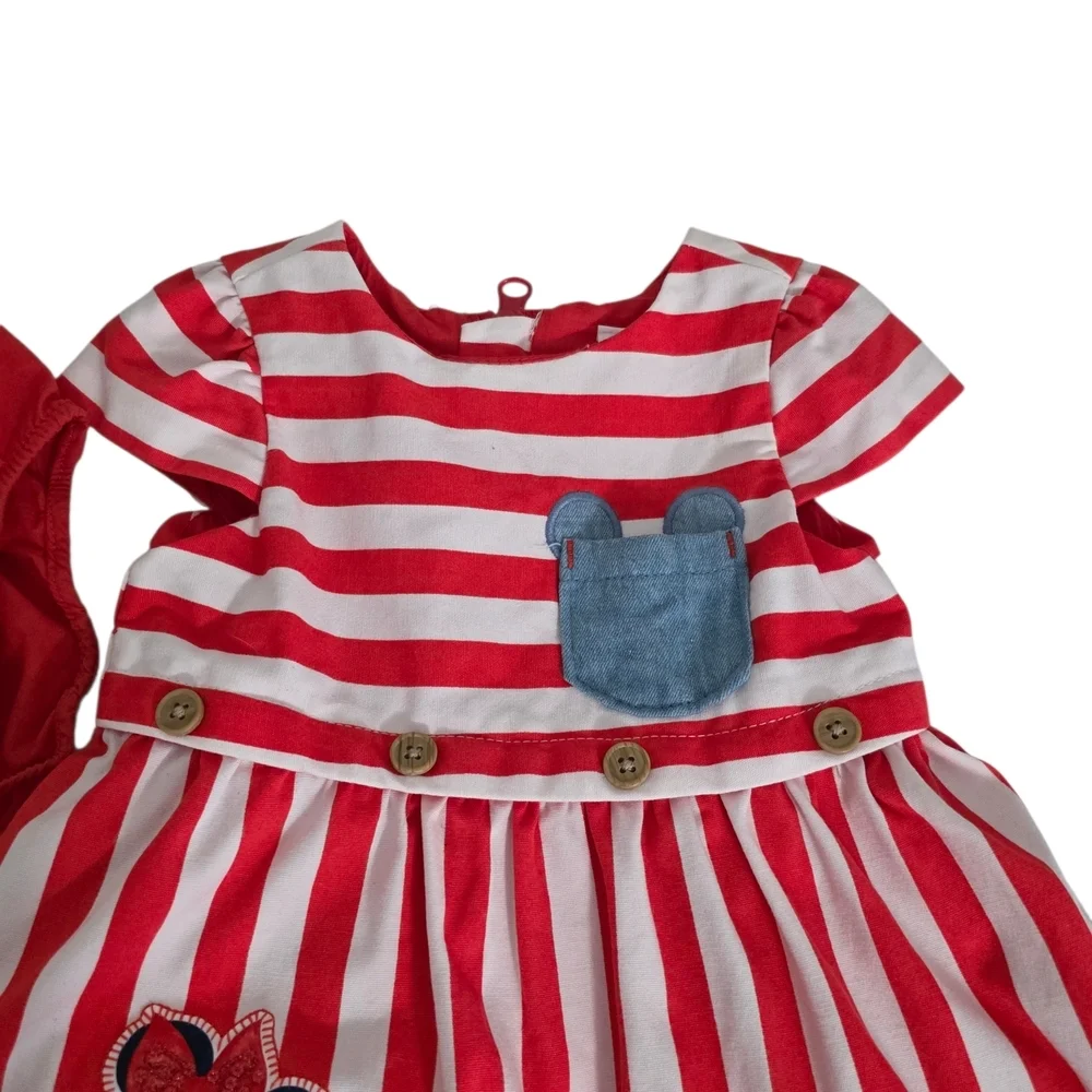 Disney Store Minnie Mouse Striped Baby Dress Size 0-3 Months